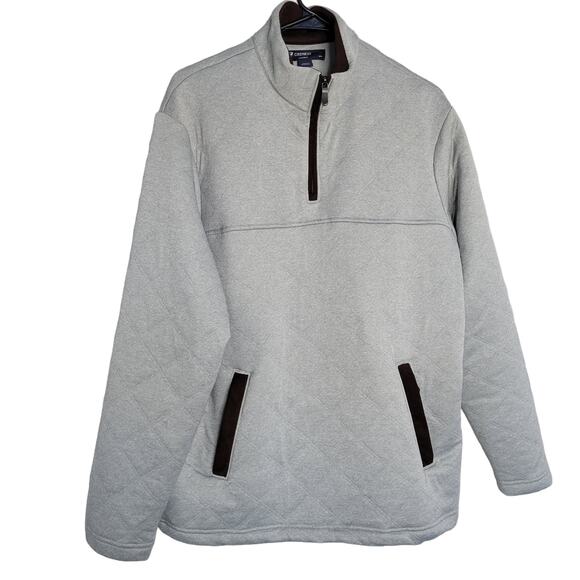 Cremieux Classics Gray Quilted Faux Suede Patch 1/4 Pullover Men Sz M - Picture 1 of 8
